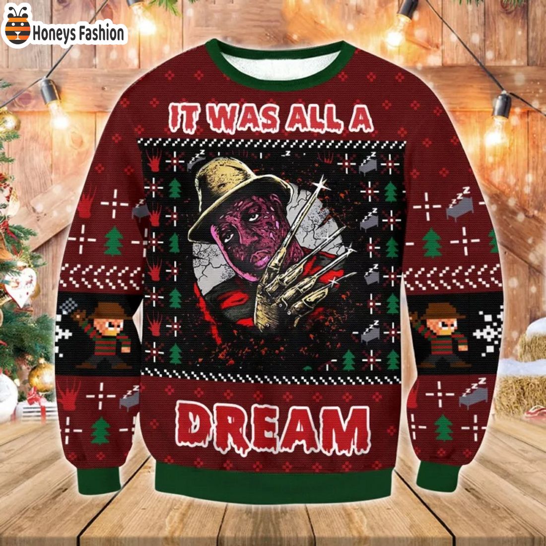 Freddy Krueger x The Notorious BIG It Was All A Dream Ugly Christmas Sweater