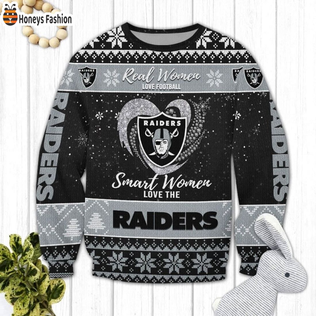 Las Vegas Raiders Smart Women Love The Raiders Ugly Christmas Sweater