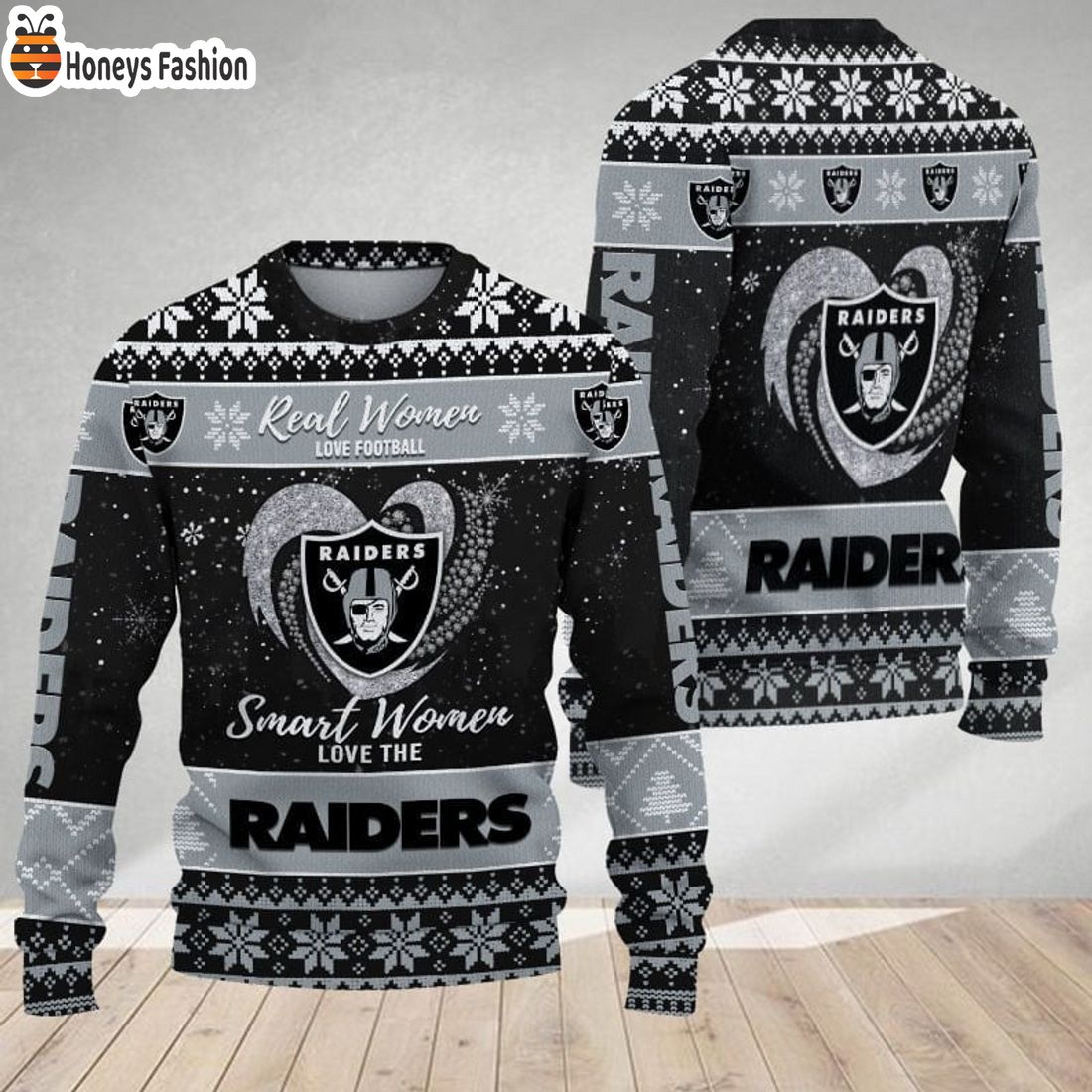 Las Vegas Raiders Smart Women Love The Raiders Ugly Christmas Sweater