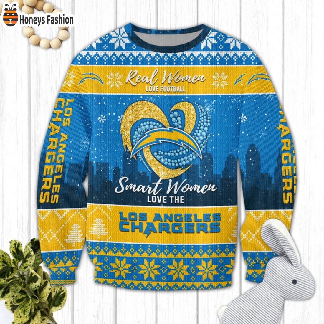 Los Angeles Chargers Smart Women Love The Chargers Ugly Christmas Sweater