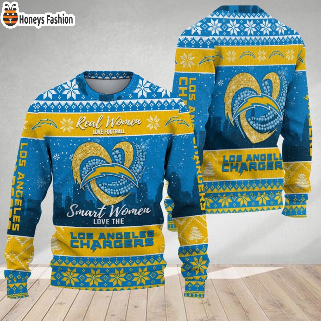 Los Angeles Chargers Smart Women Love The Chargers Ugly Christmas Sweater