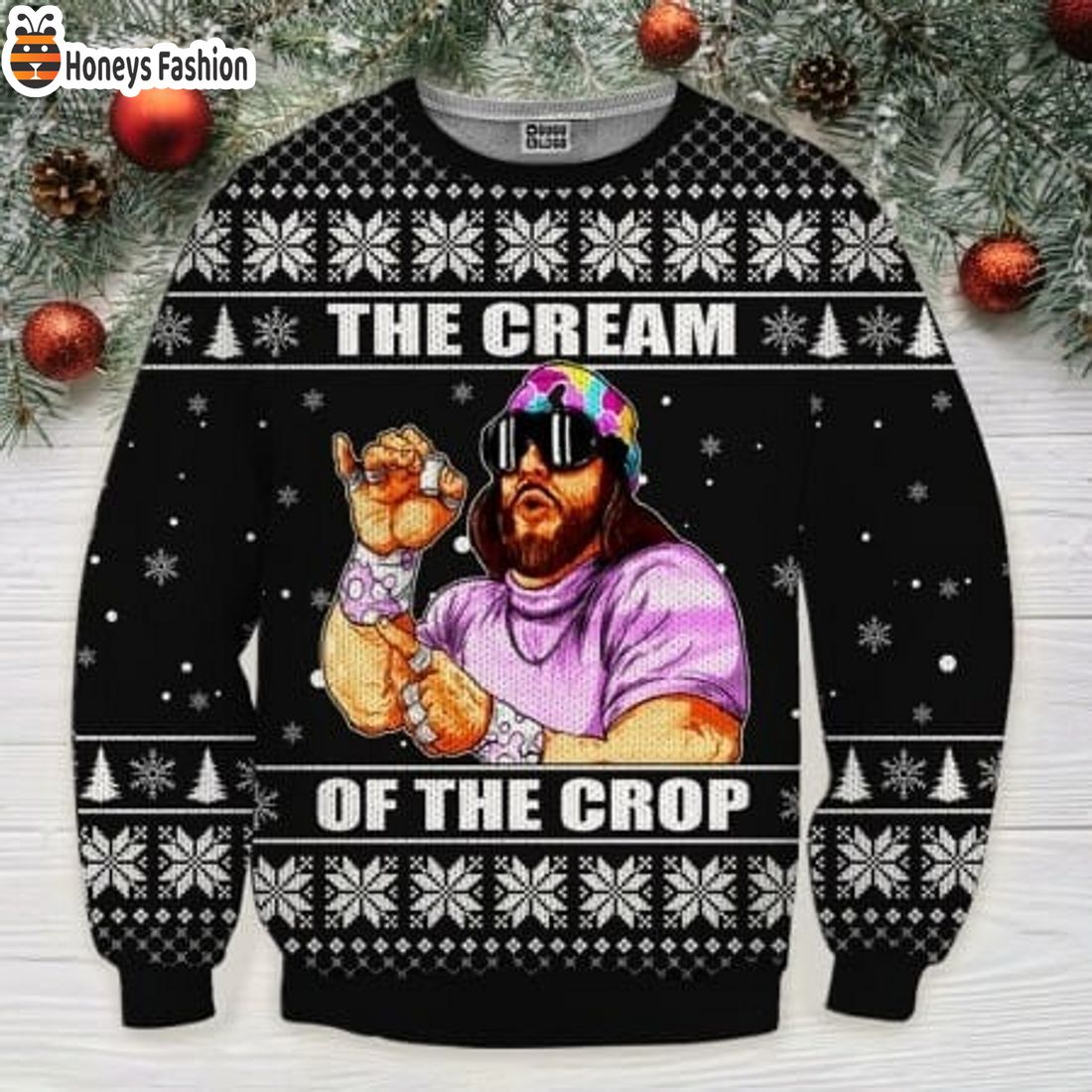 Macho Man The Cream Of The Crop Ugly Christmas Sweater