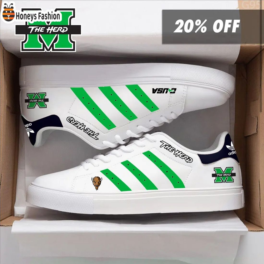 Marshall Thundering NCAA Adidas Stan Smith Low Top Shoes
