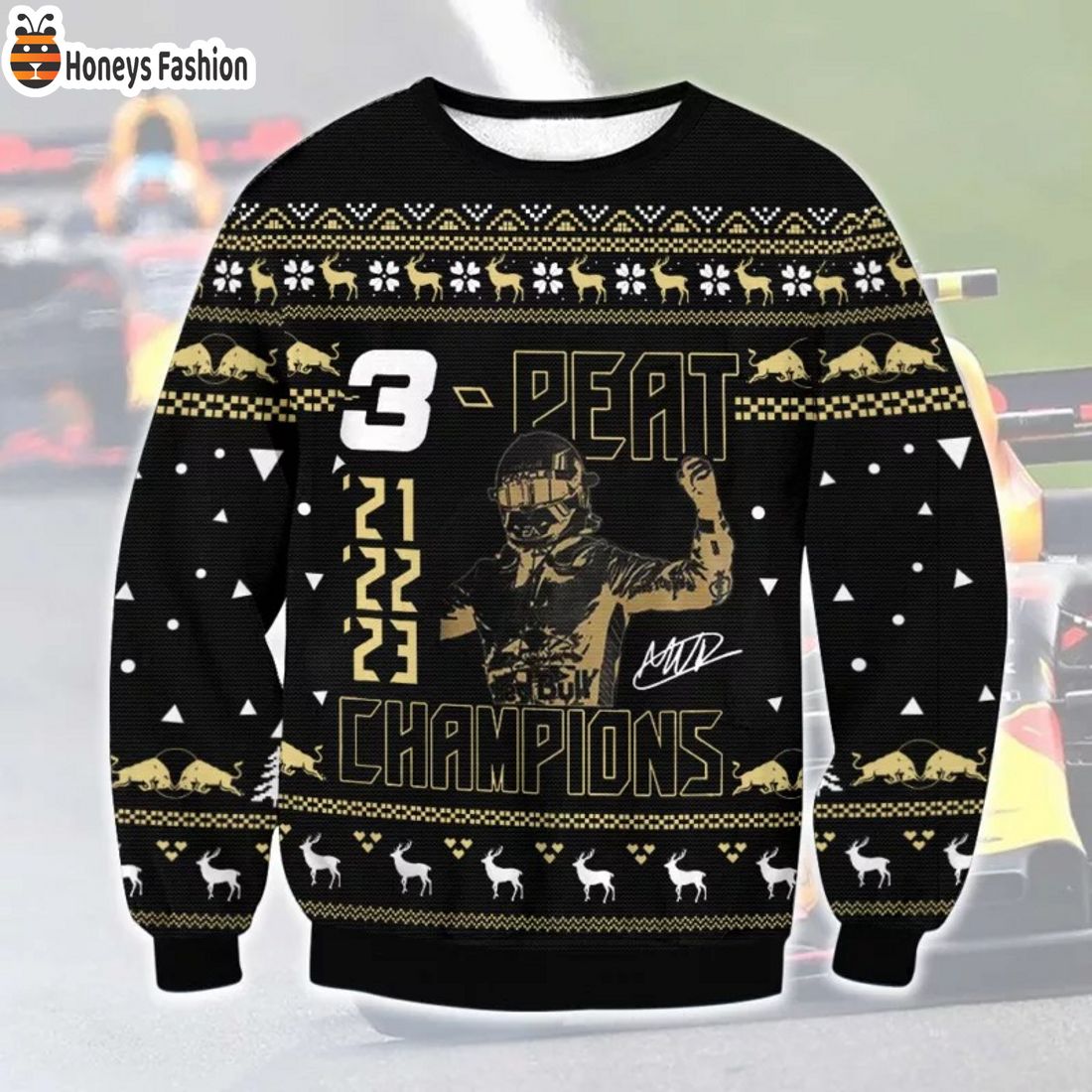 HOT HOT HOT Max Verstappen Champion 21 22 23 Ugly Christmas Sweater