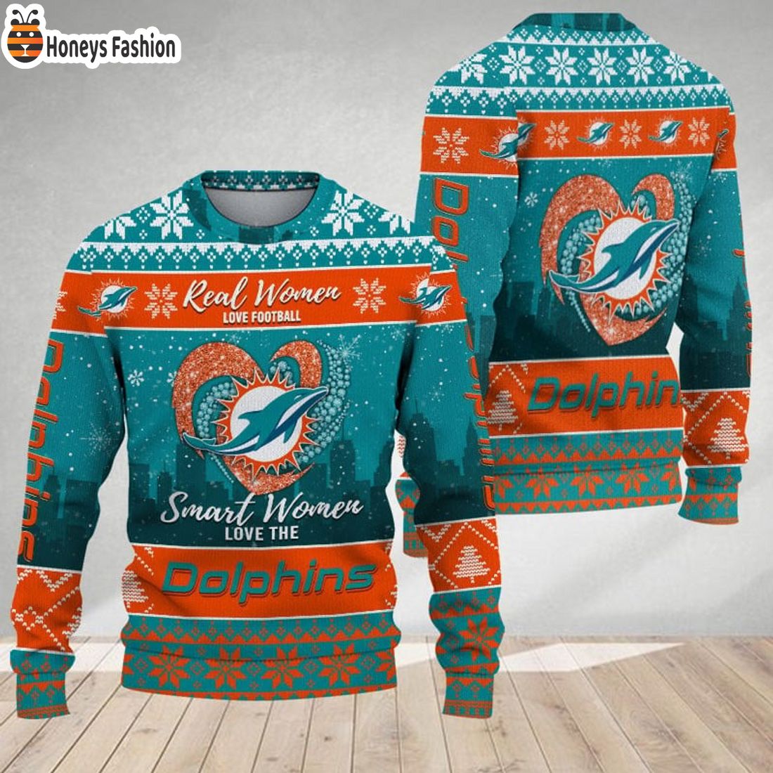 Miami Dolphins Smart Women Love The Dolphins Ugly Christmas Sweater