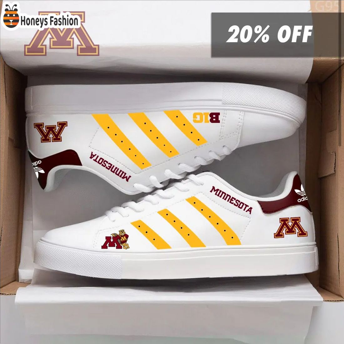 Minnesota Golden Gophers NCAA Adidas Stan Smith Low Top Shoes
