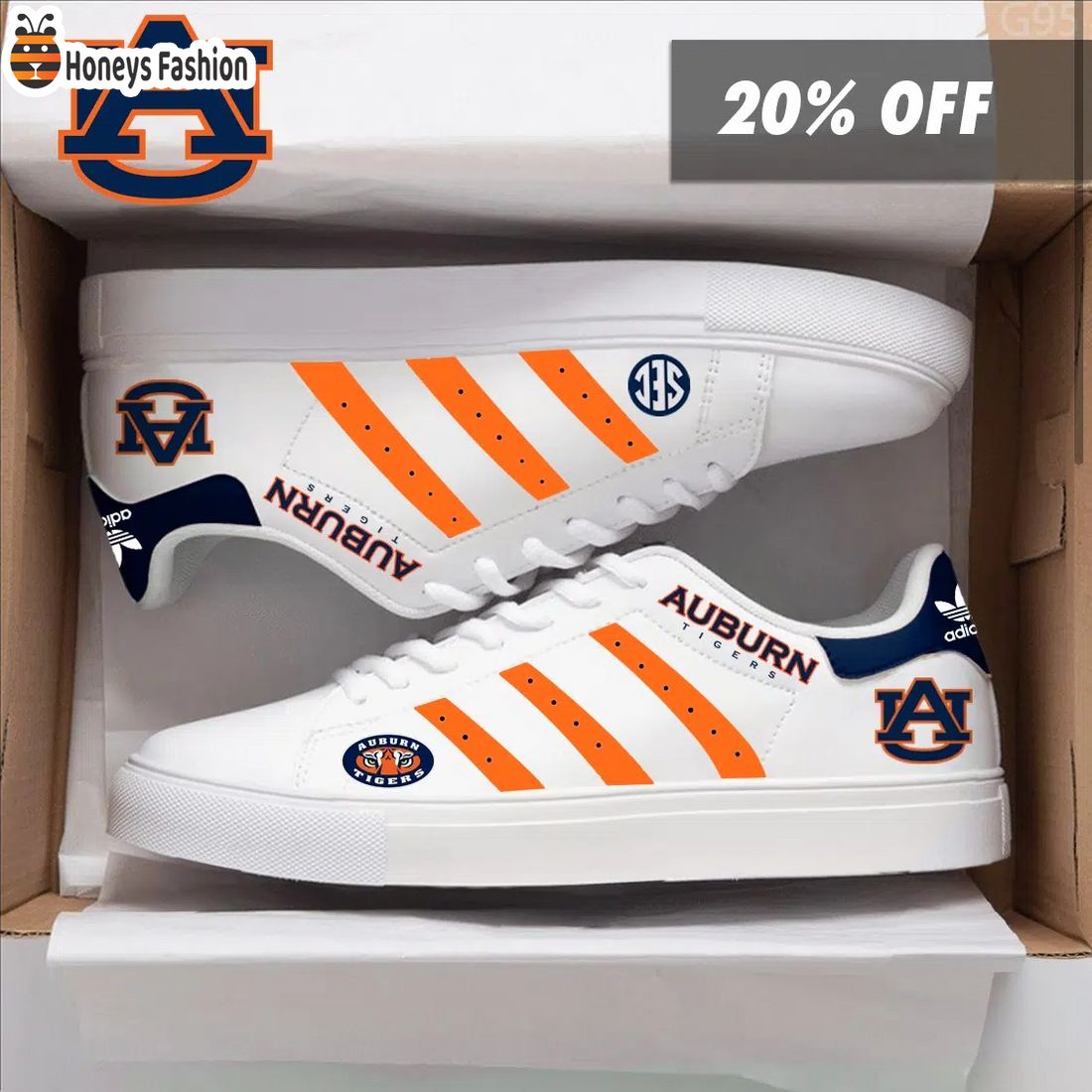 NCAA Auburn Tigers Low Top Adidas Stan Smith Shoes