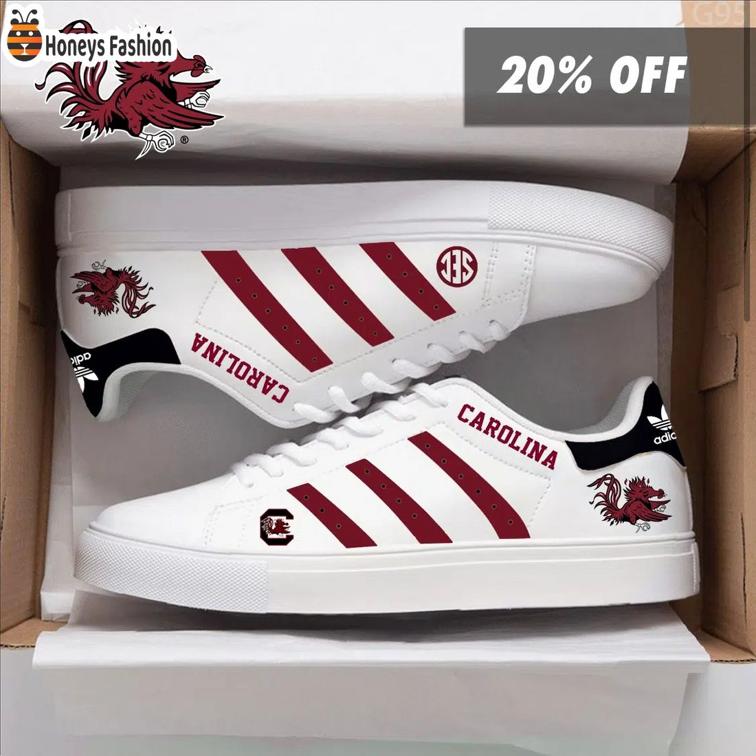 NCAA Carolina Gamecocks Low Top Adidas Stan Smith Shoes