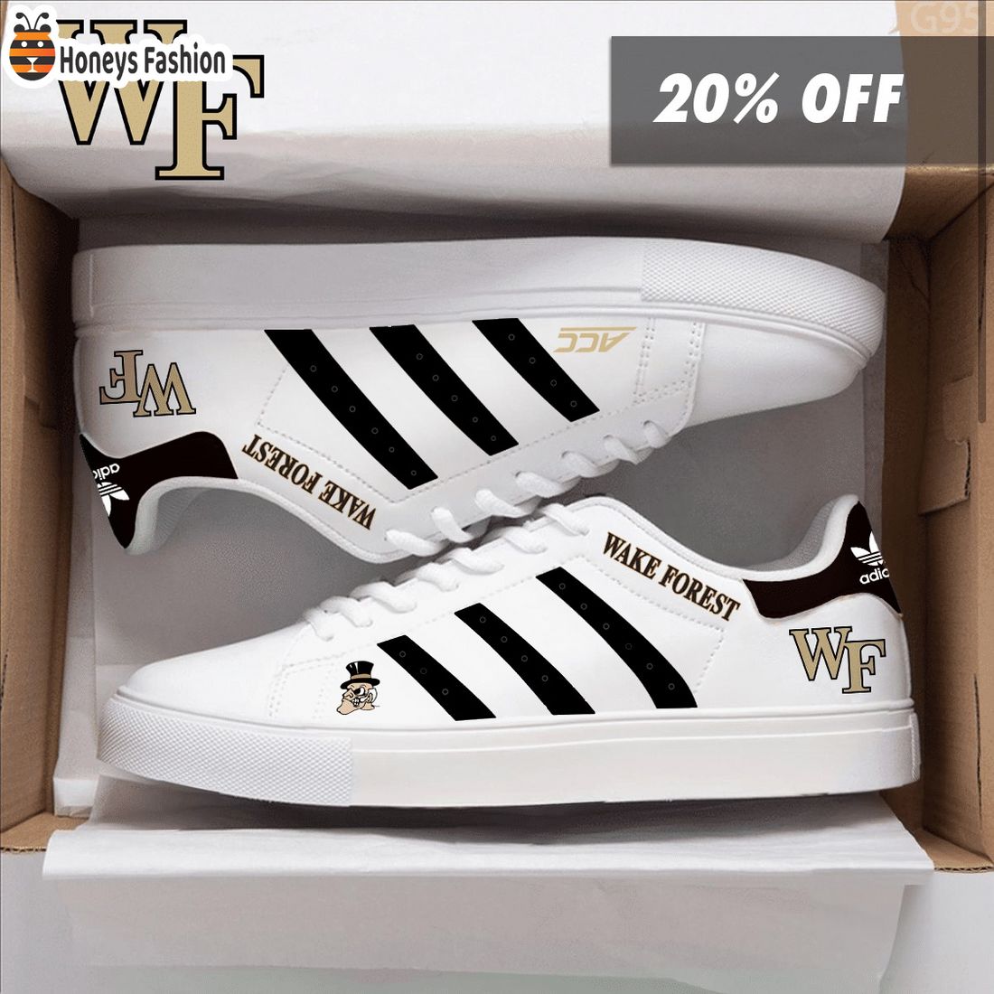 NCAA Wake Forest Demon Deacons Low Top Adidas Stan Smith Shoes