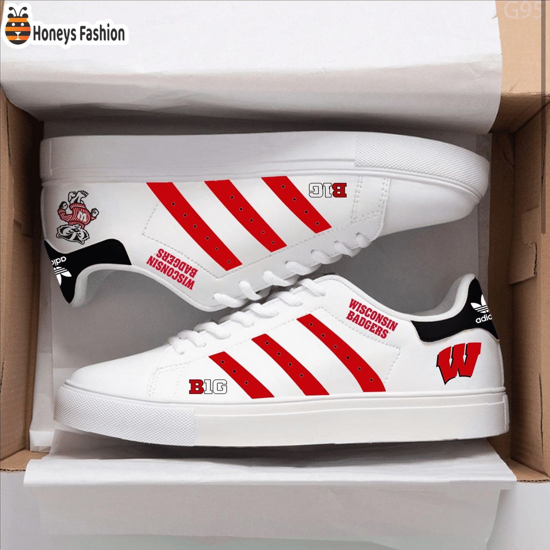NCAA Wisconsin Badgers Low Top Adidas Stan Smith Shoes