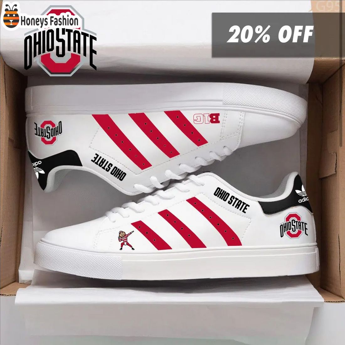 Ohio State Buckeyes NCAA Adidas Stan Smith Shoes