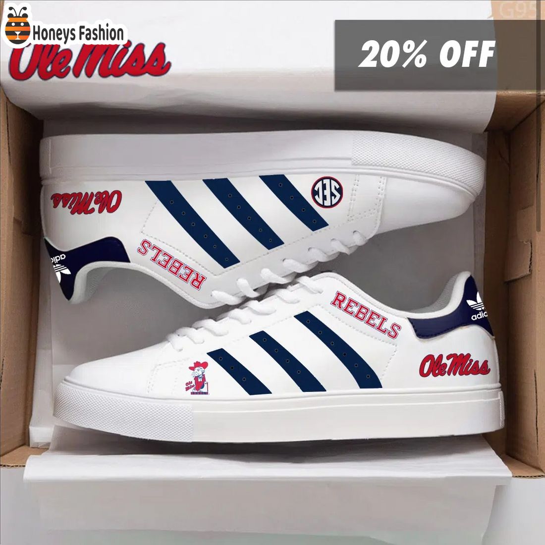 Ole Miss Rebels NCAA Adidas Stan Smith Shoes