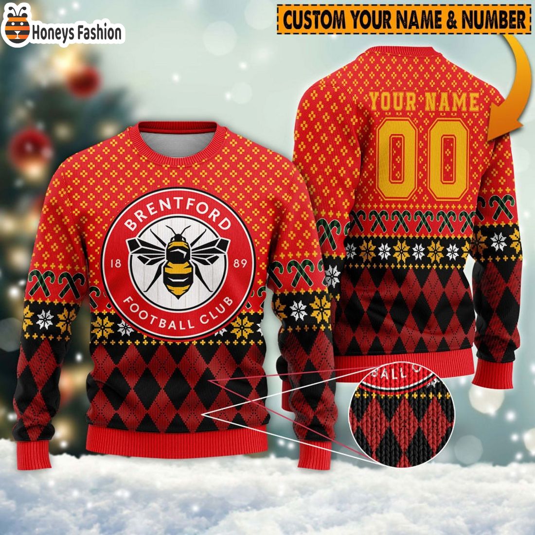 Personalized Brentford 3D Ugly Christmas Sweater