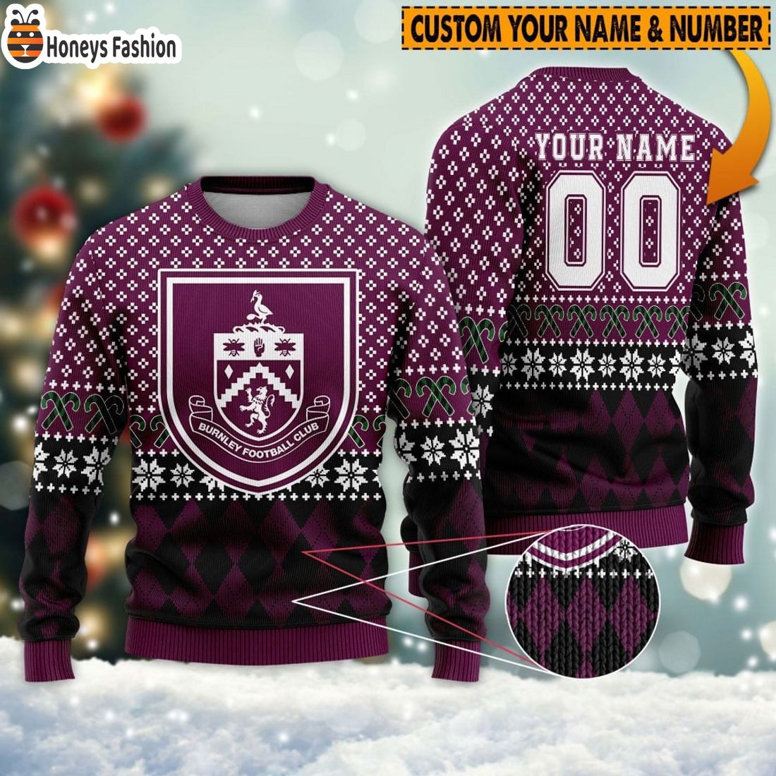 Personalized Burnley 3D Ugly Christmas Sweater