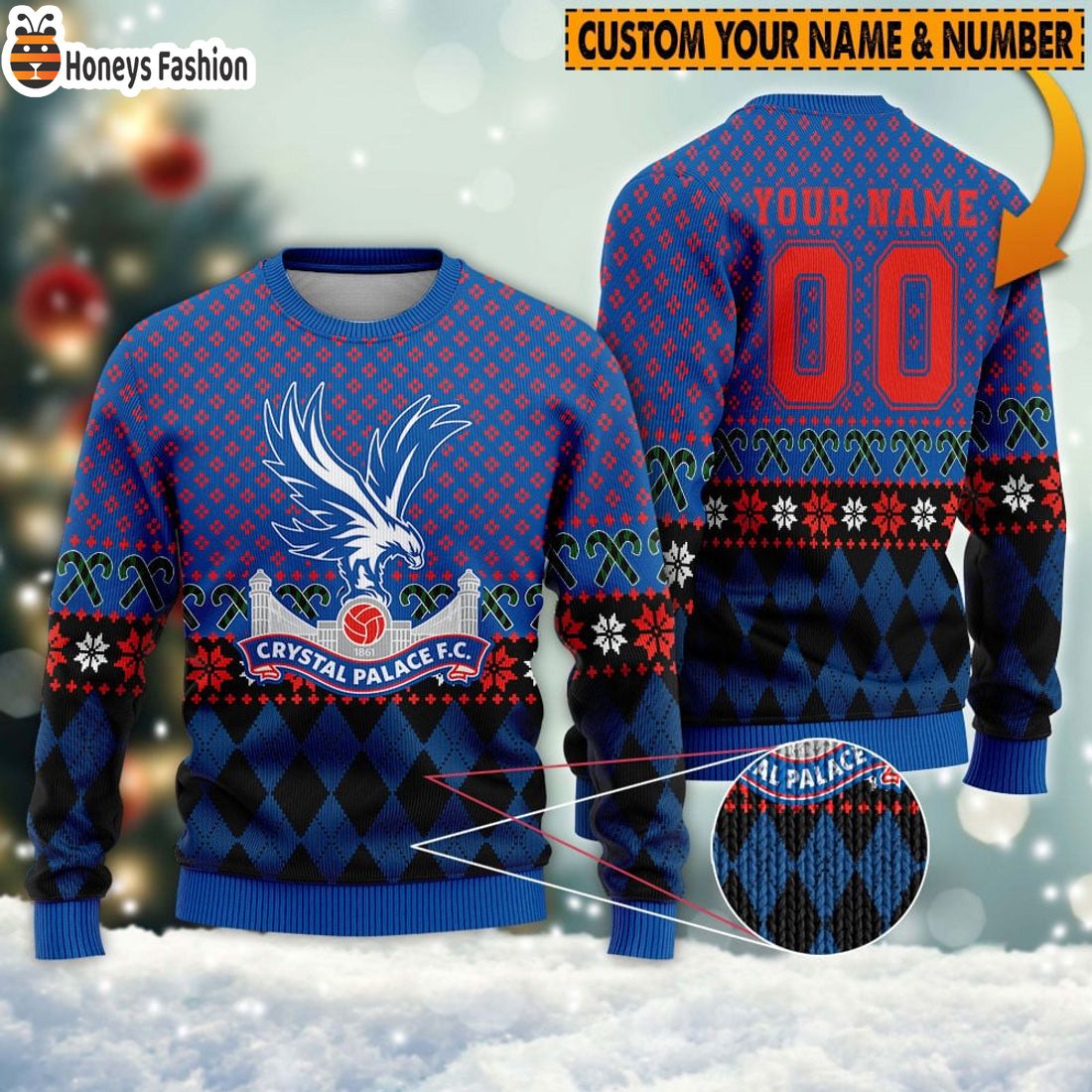 Personalized Crystal Palace 3D Ugly Christmas Sweater