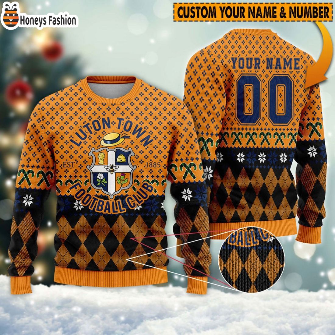 Personalized Luton Town 3D Ugly Christmas Sweater