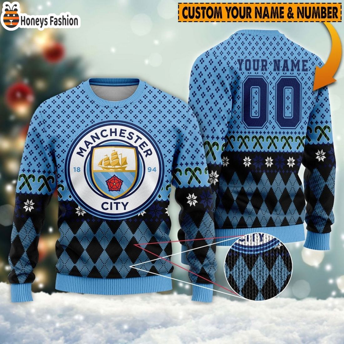 Personalized Manchester City 3D Ugly Christmas Sweater