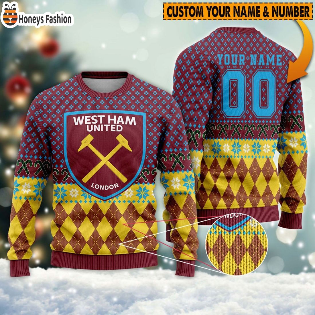 Personalized West Ham United 3D Ugly Christmas Sweater