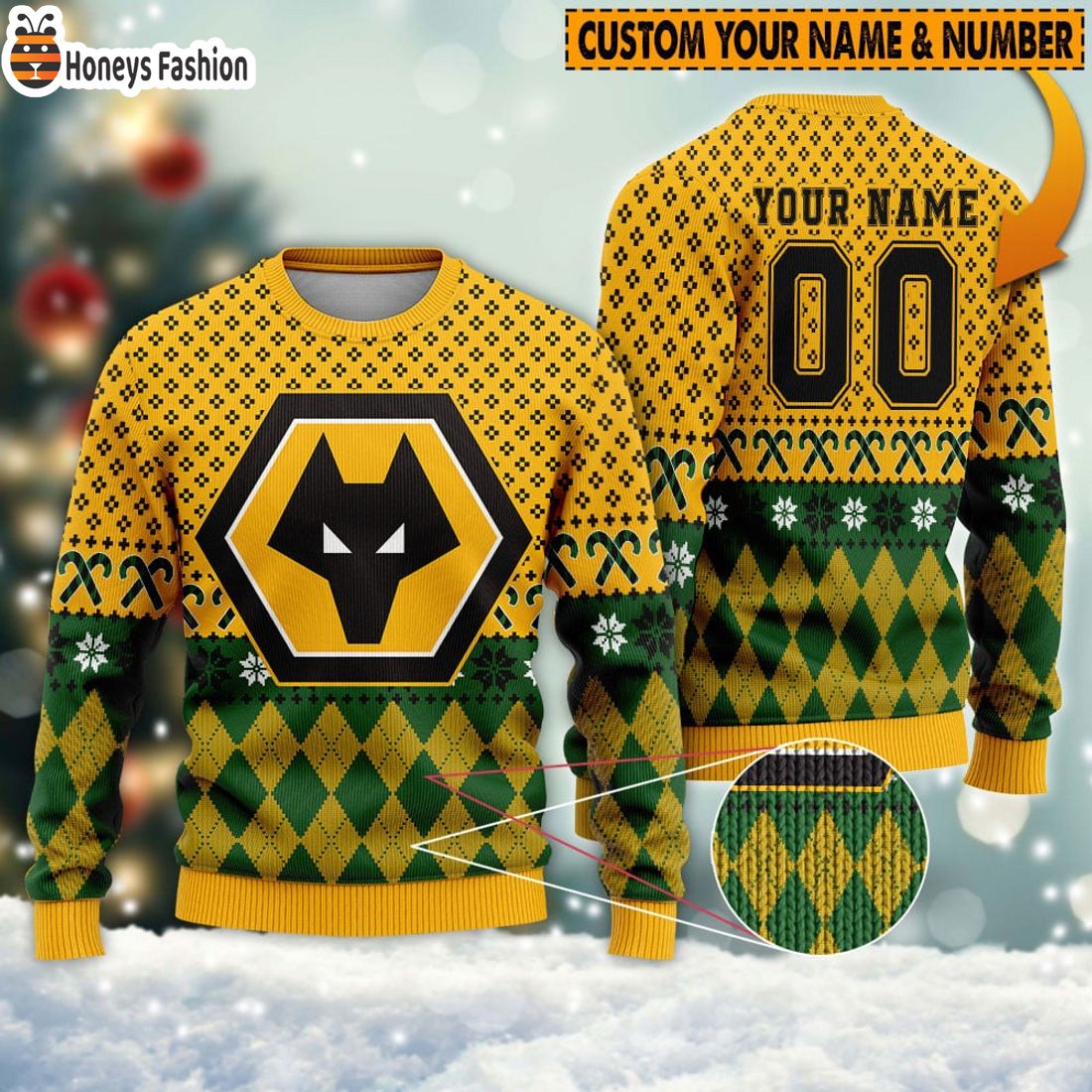 Personalized Wolverhampton Wanderers 3D Ugly Christmas Sweater