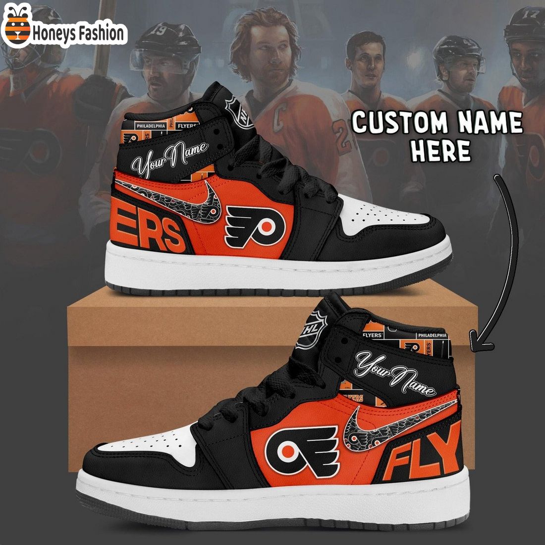 Philadelphia Flyers NHL Custom Name Air Jordan 1 Sneakers