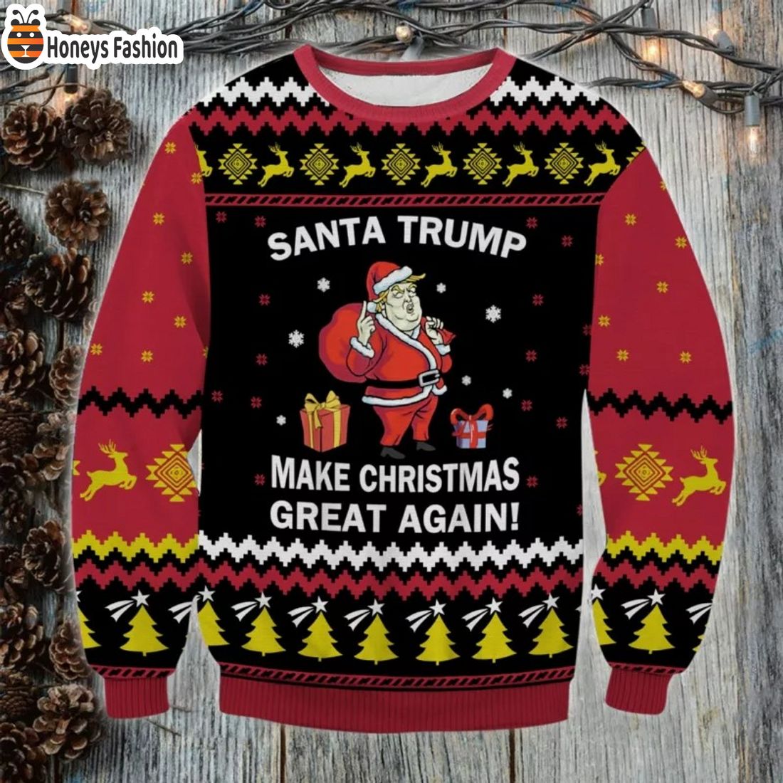 HOT HOT HOT Santa Trump Make Christmas Great Again Ugly Sweater