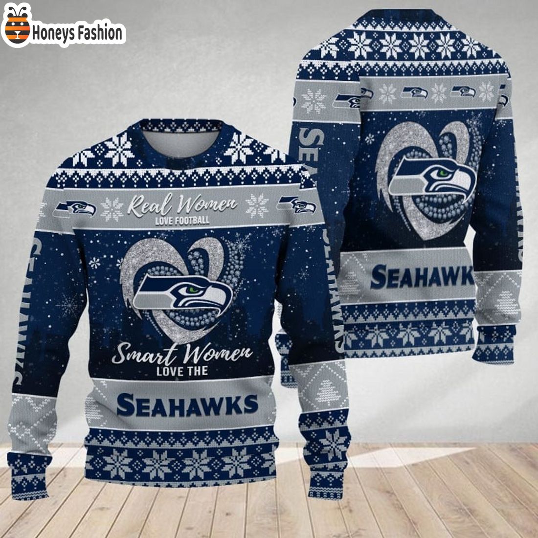 Seattle Seahawks Smart Women Love The Seahawks Ugly Christmas Sweater