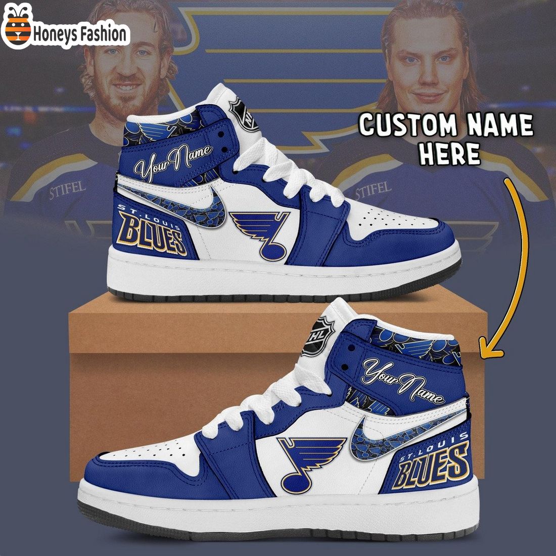St. Louis Blues NHL Custom Name Air Jordan 1 Sneakers