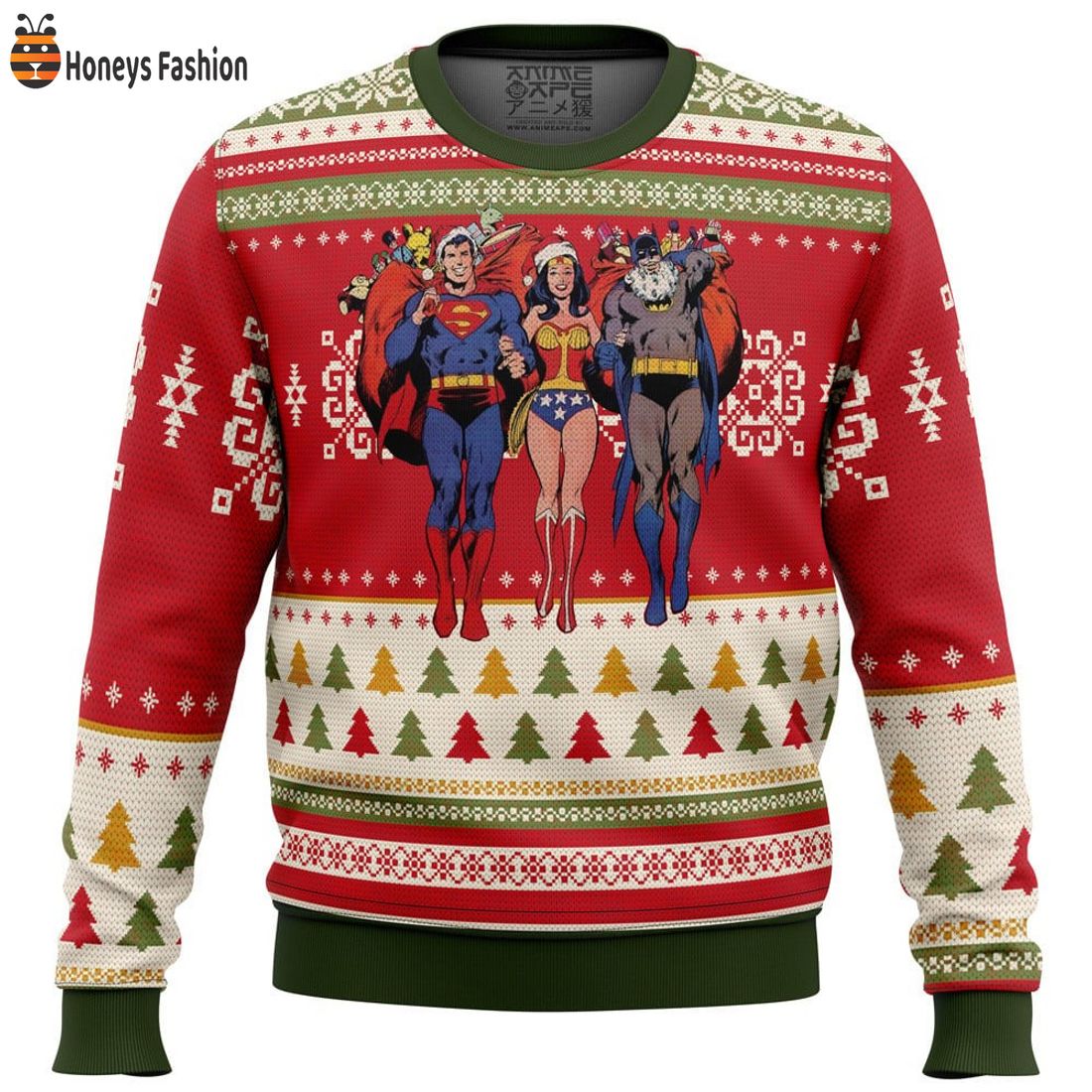 Superman Wonder Woman Batman Ugly Christmas Sweater