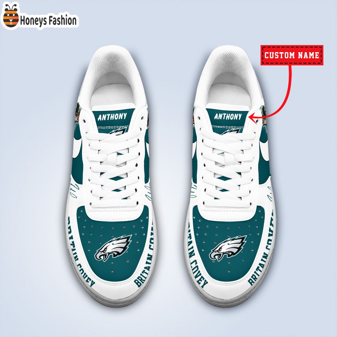 TOP SELLER Britain Covey Philadelphia Eagles NFL Custom Name Nike Air Force Shoes