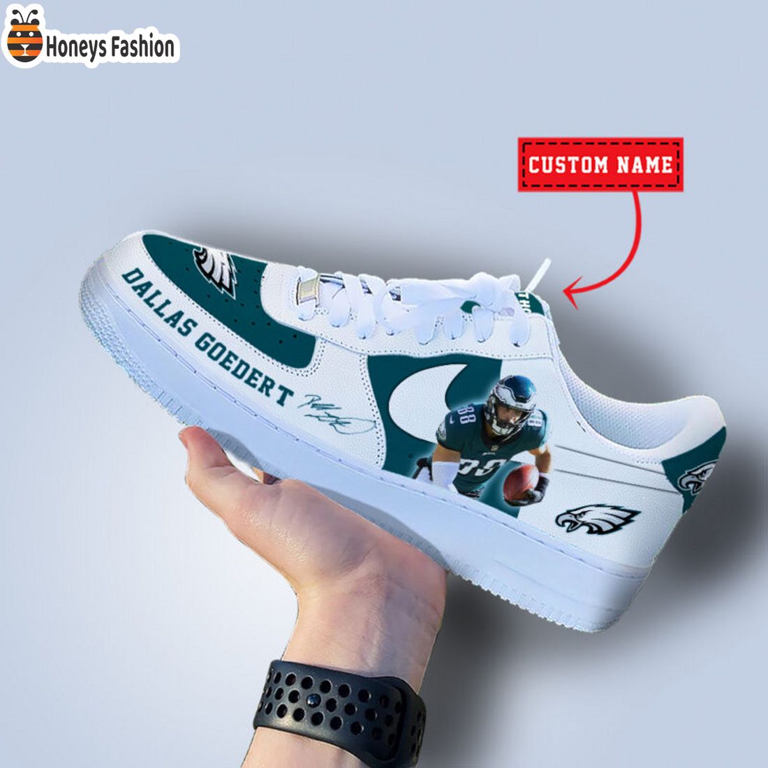 TOP SELLER Dallas Goedert Philadelphia Eagles NFL Custom Name Nike Air Force Shoes