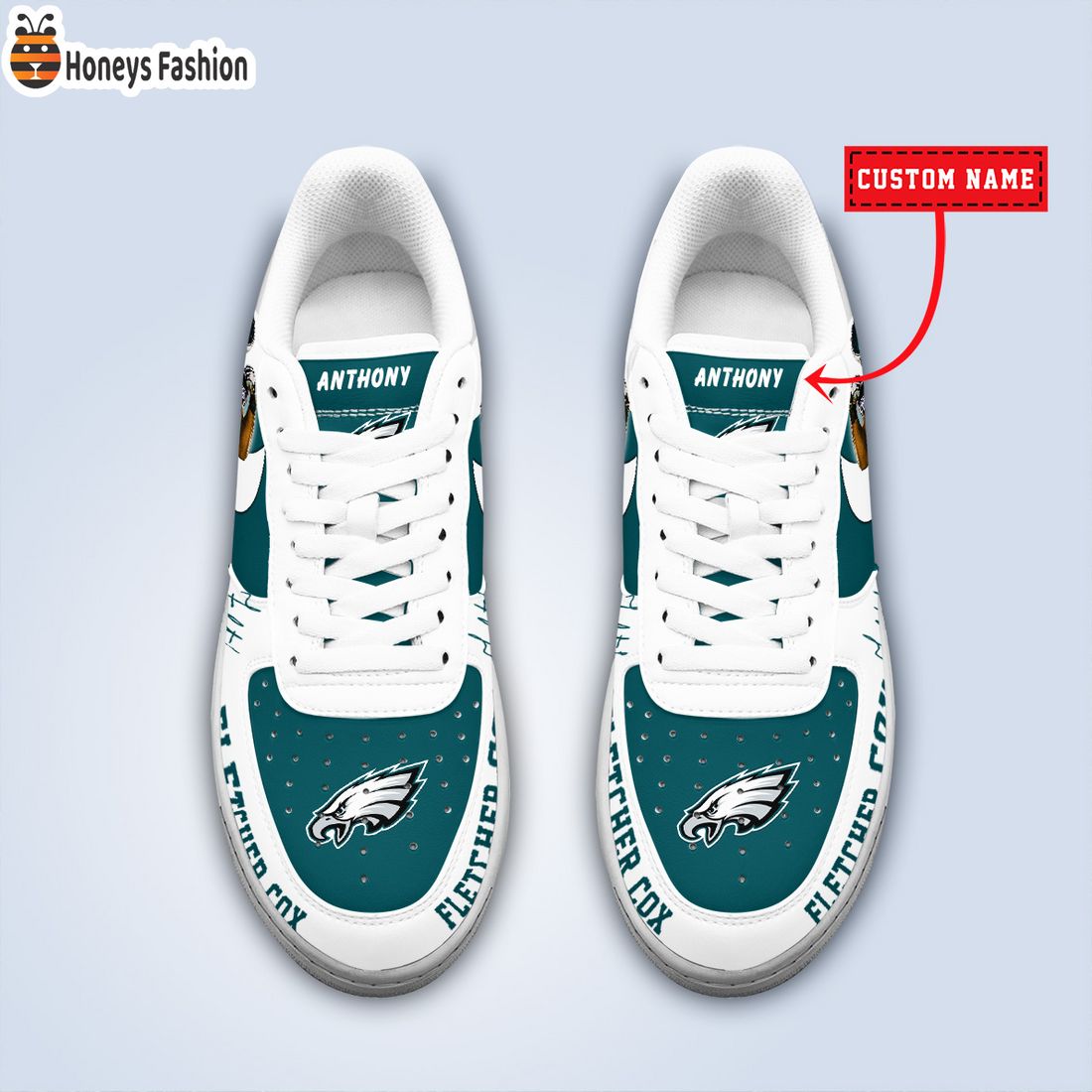 TOP SELLER Fletcher Cox Philadelphia Eagles NFL Custom Name Nike Air Force Shoes