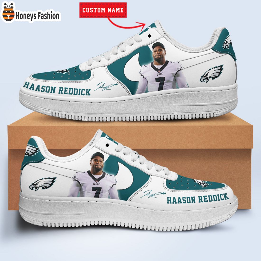 TOP SELLER Haason Reddick Philadelphia Eagles NFL Custom Name Nike Air Force Shoes