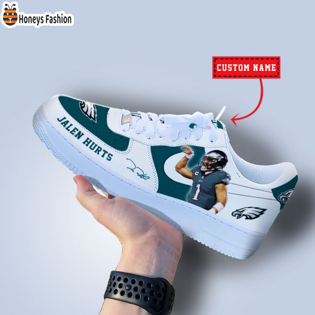 TOP SELLER Jalen Hurts Philadelphia Eagles NFL Custom Name Nike Air Force Shoes