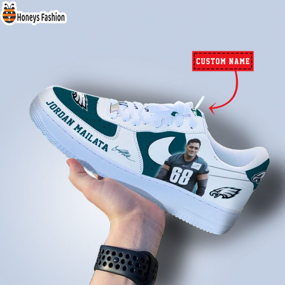 TOP SELLER Jordan Mailata Philadelphia Eagles NFL Custom Name Nike Air Force Shoes