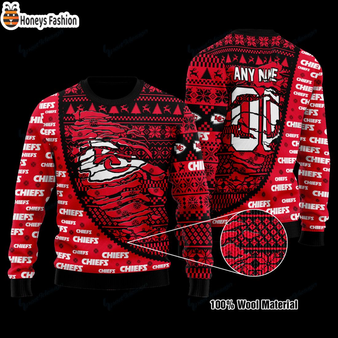 TOP SELLER Kansas City Chiefs NFL Logo Custom Name Ugly Christmas Sweater