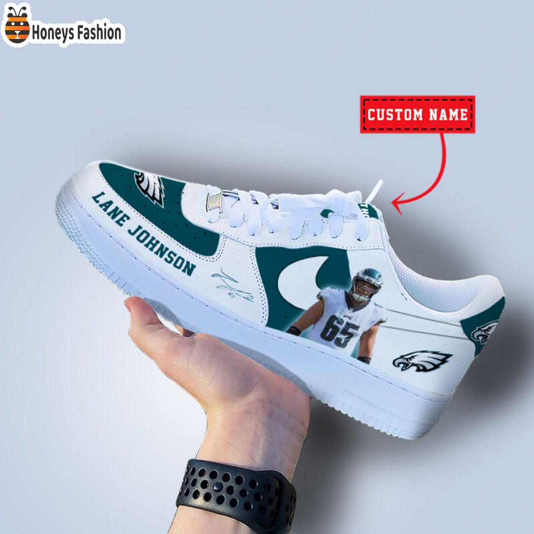 TOP SELLER Lane Johnson Philadelphia Eagles NFL Custom Name Nike Air Force Shoes