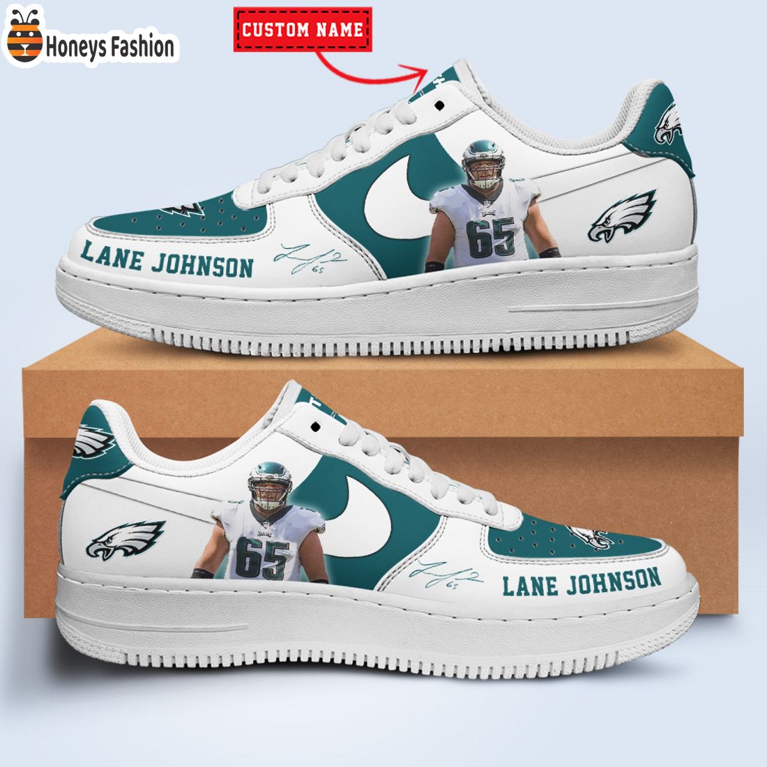 TOP SELLER Lane Johnson Philadelphia Eagles NFL Custom Name Nike Air Force Shoes