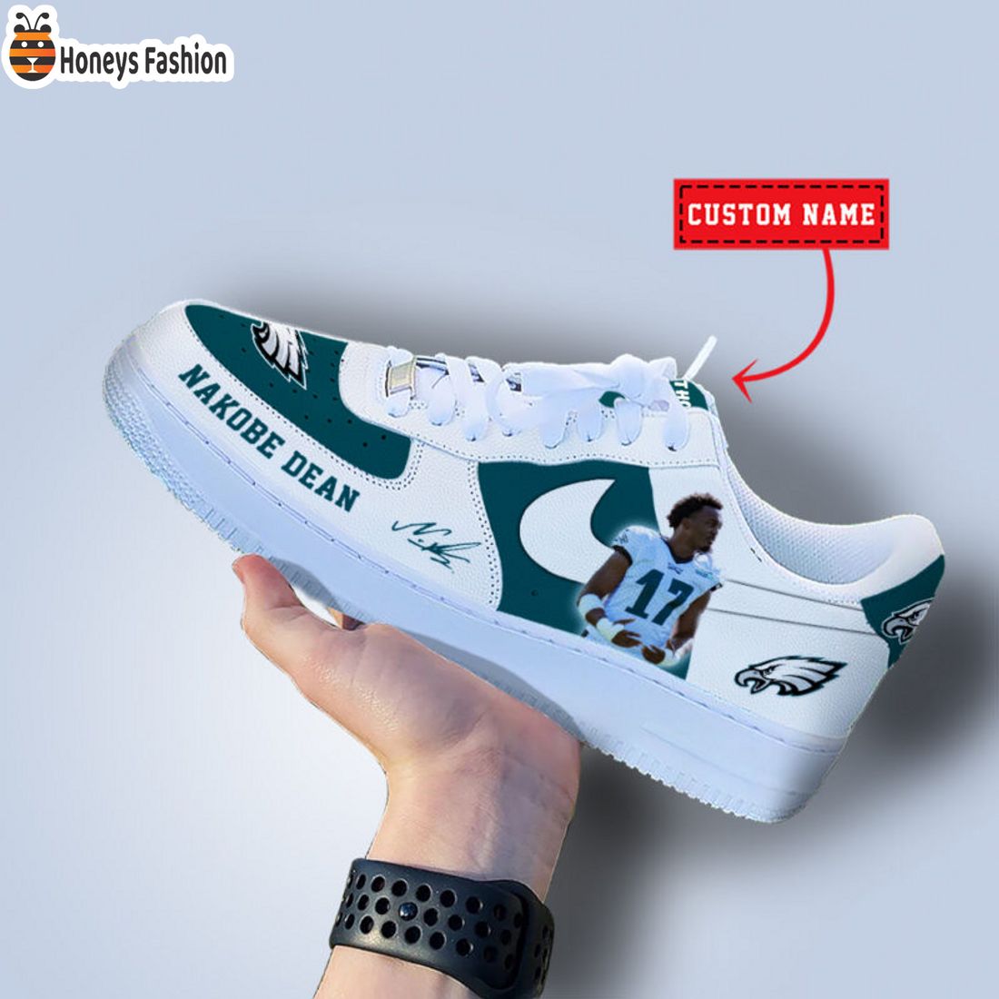 TOP SELLER Nakobe Dean Philadelphia Eagles NFL Custom Name Nike Air Force Shoes