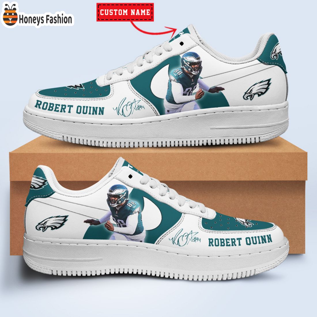 TOP SELLER Robert Quinn Philadelphia Eagles NFL Custom Name Nike Air Force Shoes