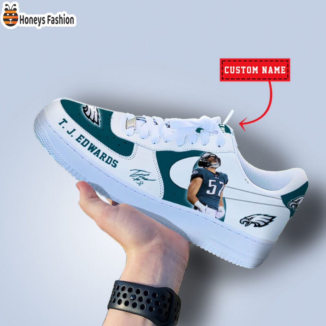 TOP SELLER T. J. Edwards Philadelphia Eagles NFL Custom Name Nike Air Force Shoes