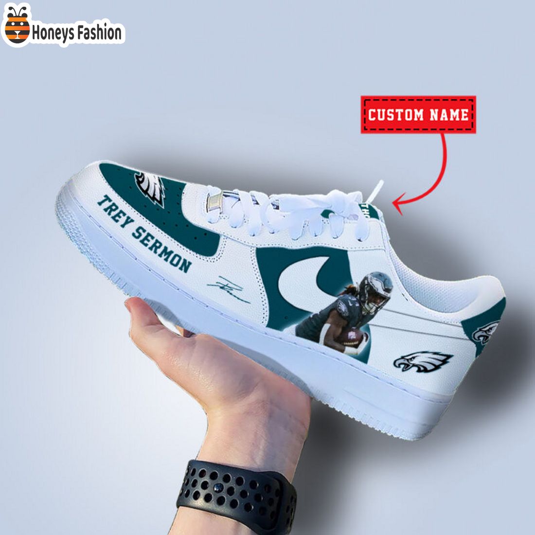 TOP SELLER Trey Sermon Philadelphia Eagles NFL Custom Name Nike Air Force Shoes