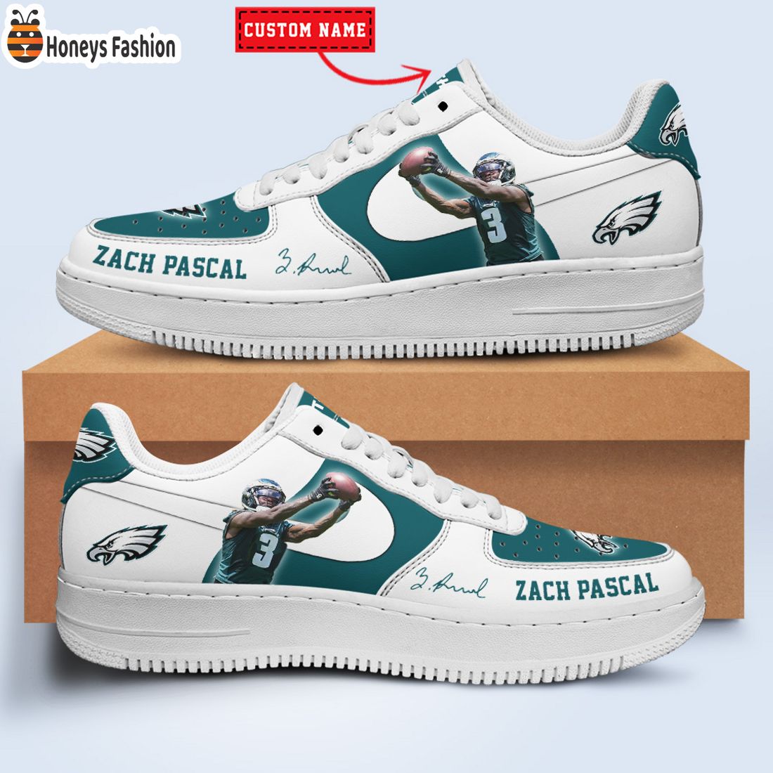 TOP SELLER Zach Pascals Philadelphia Eagles NFL Custom Name Nike Air Force Shoes