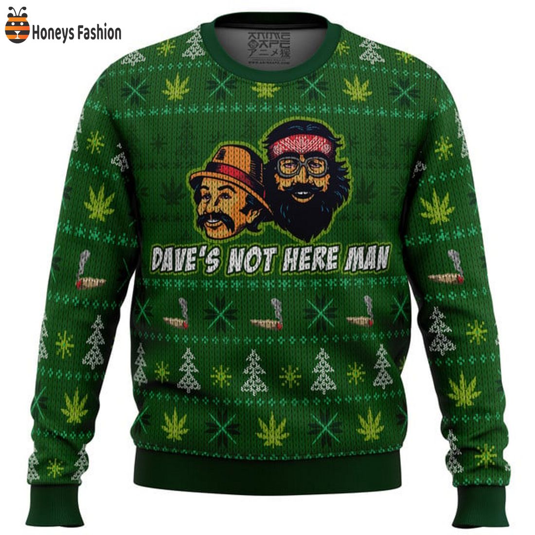 TOP TRENDING Cheech And Chong Dave’s Not Here Man Ugly Christmas Sweater