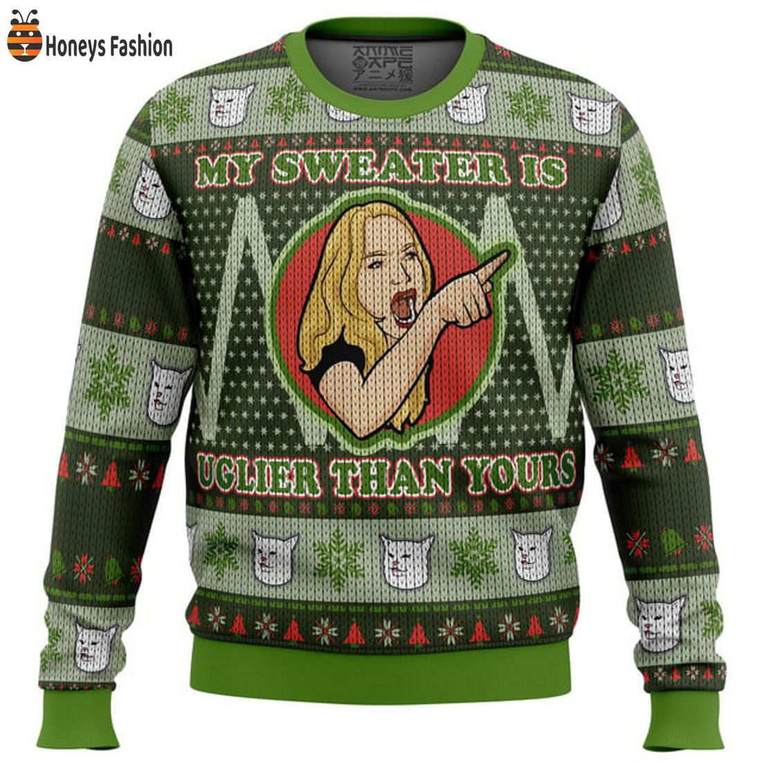 TOP TRENDING Karen Yelling at Grumpy Cat Meme Ugly Christmas Sweater