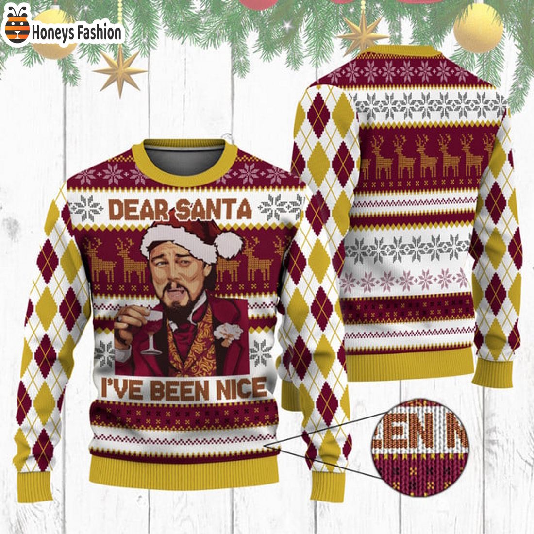 TOP TRENDING Leonardo DiCaprio Dear Santa Hat Laughing Meme Ugly Christmas Sweater