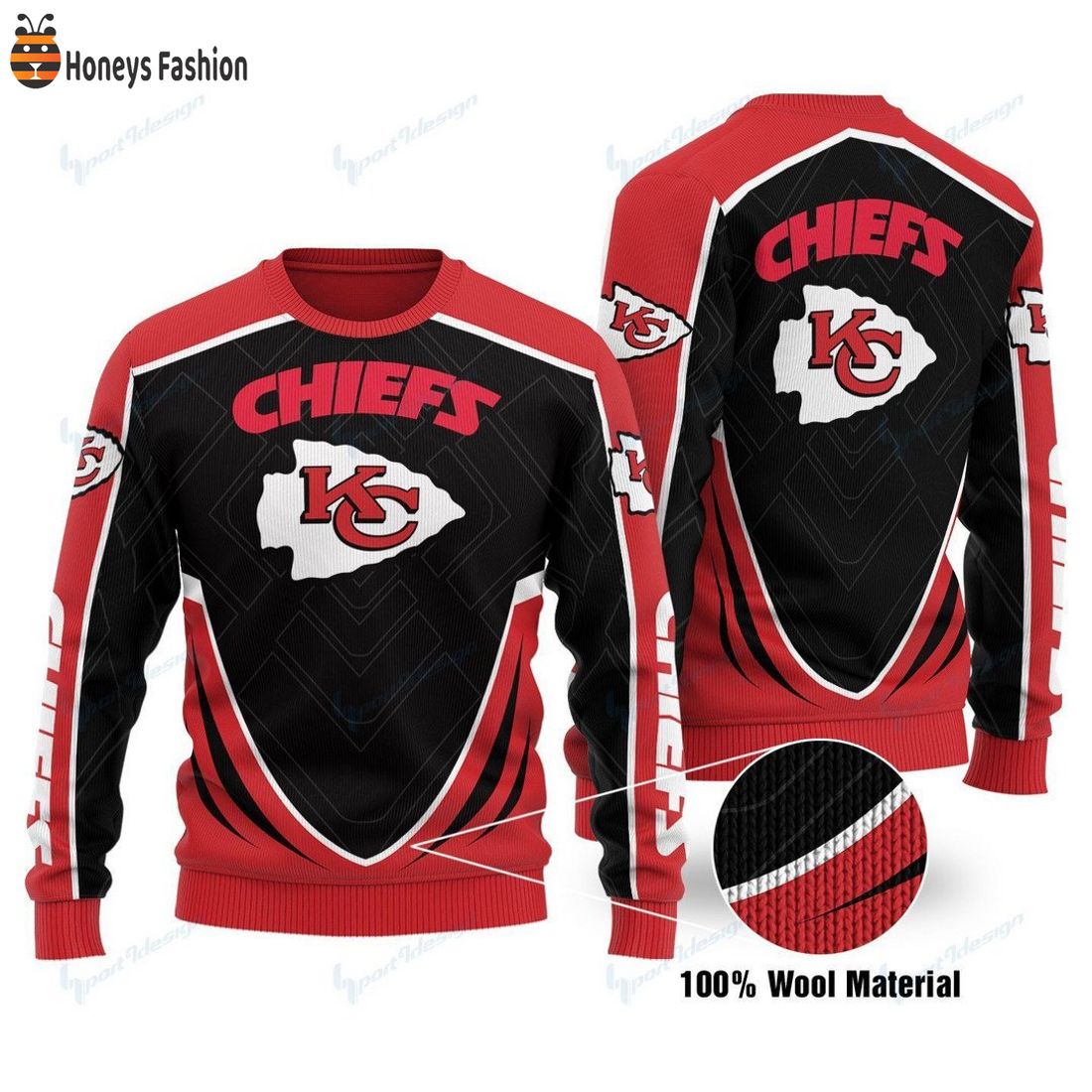 TOP TRENDING NFL Kansas City Chiefs Logo Custom Name Ugly Christmas Sweater