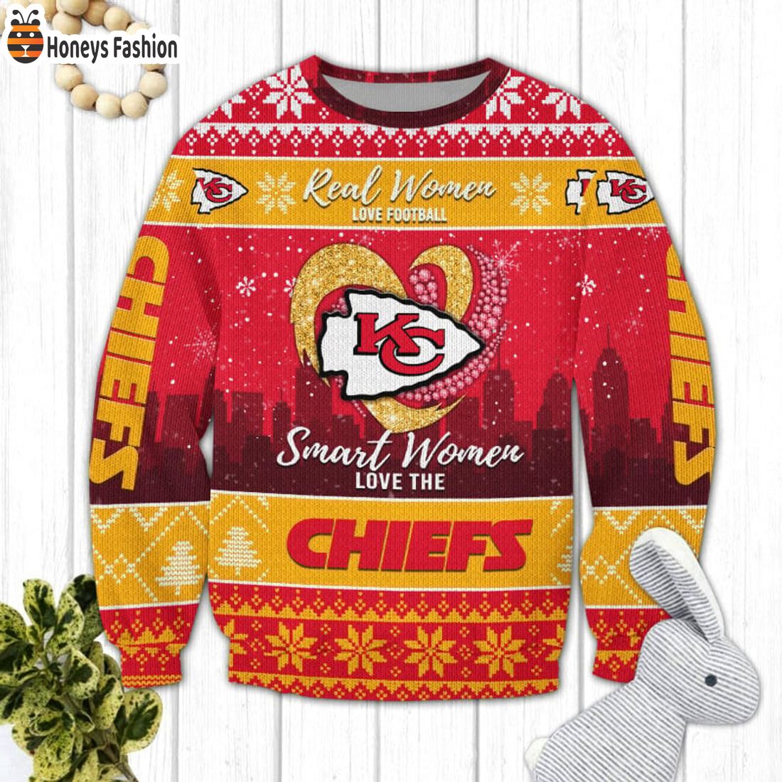 TOP TRENDING NFL Kansas City Chiefs Logo Snowflakes Ugly Christmas Sweater