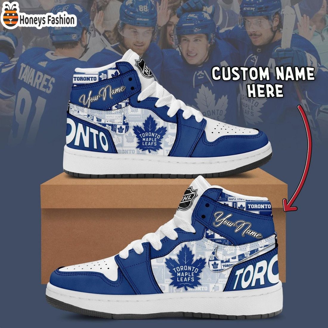 Toronto Maple Leafs NHL Custom Name Air Jordan 1 Sneakers