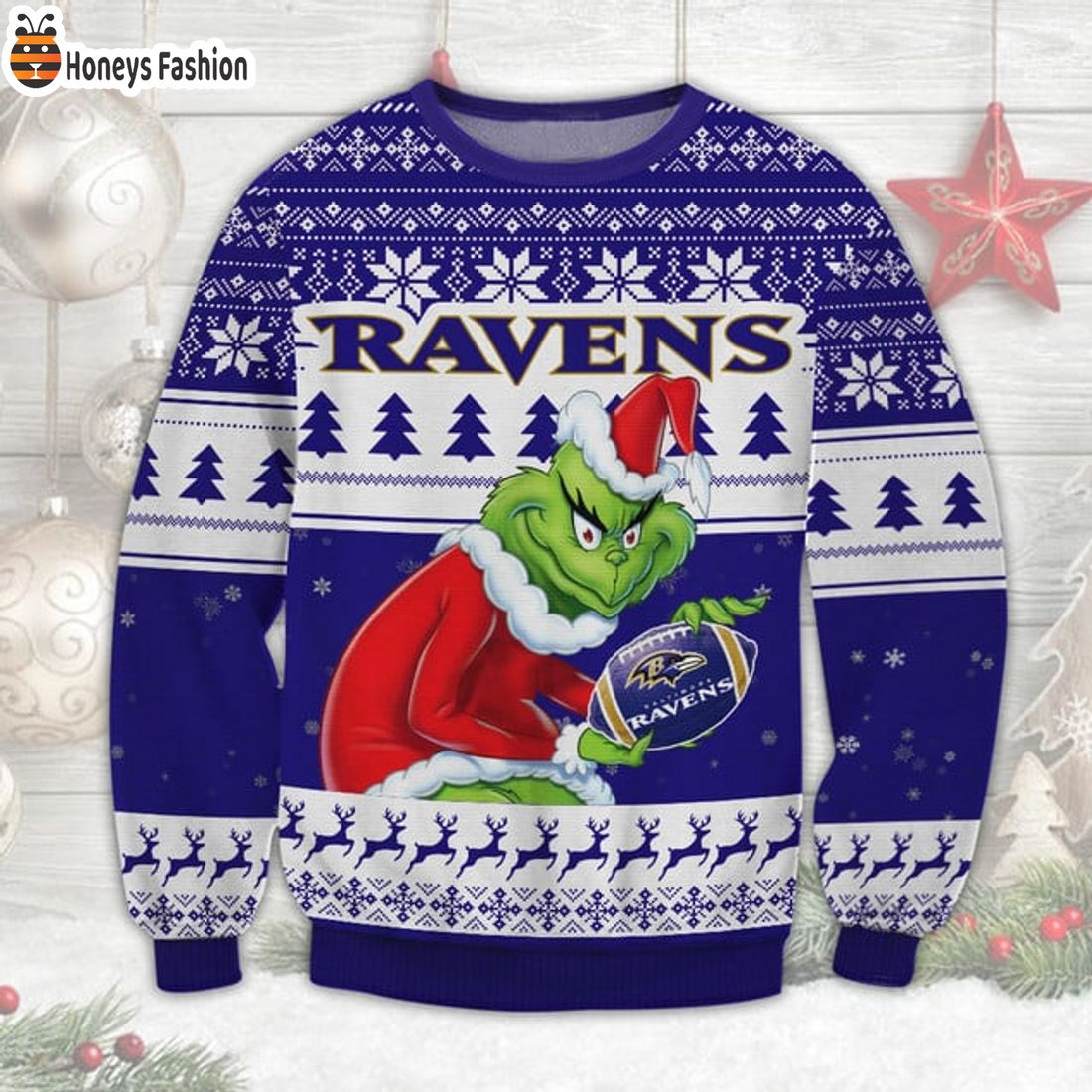 TRENDING Baltimore Ravens NFL Grinch Ugly Christmas Sweater