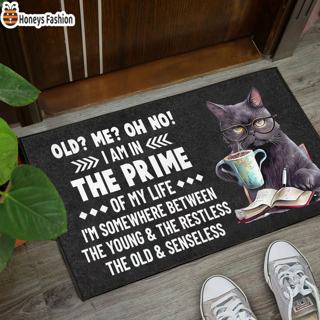 TRENDING Black cat old me oh no I am in the prime of my life doormat